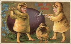 Happy Easter Greetings With Chicks Postcard Postcard