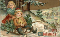 A Merry Christmas Children Postcard Postcard