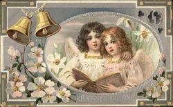 Easter Greeting with Dogwoods & Angels Postcard