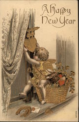 A Happy New Year Angels & Cherubs Postcard Postcard