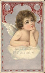 Wishing You Every Easter Blessing With Angels Postcard Postcard