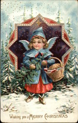 Wishing You a Merry Christmas Angels Postcard Postcard