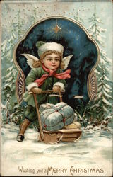 Wishing you a Merry Christmas Angels Postcard Postcard