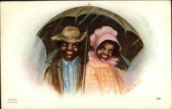 Two People Under an Umbrella Postcard