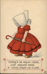 Little Girl in Red Dress Holds an Umbrella Sunbonnet Babies Postcard Postcard