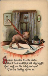 Kewpie Writing Letter, Inkwell Postcard