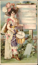 Woman Playing Drum Women Postcard Postcard