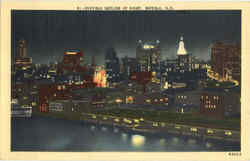 Buffalo Skyline At Night New York Postcard Postcard