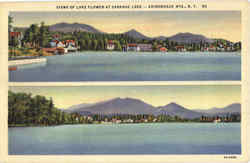 Views Of Lake Flower, Saranac Lake Adirondacks, NY Postcard Postcard