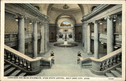 Corridor and Main Stairways, Utah State Capitol Salt Lake City, UT Postcard Postcard