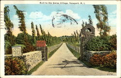 Exit to the Swiss Village Newport, RI Postcard Postcard