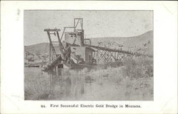 First Successful Electric Gold Dredge in Montana Postcard