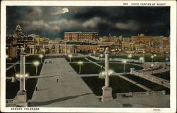 Civic Center at Night Postcard