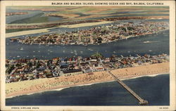 Balboa and Balboa Island, showing Ocean and Bay Postcard