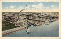 Bird's Eye View of Shipyards Toledo, OH Postcard Postcard