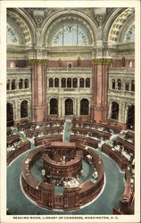 Reading Room, Library of Congress Washington, DC Washington DC Postcard Postcard