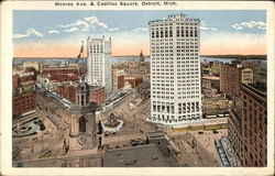 Monroe Avenue & Cadillac Square Detroit, MI Postcard Postcard