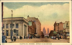 Oulette Ave, Detroit in the Distance Windsor, MI Postcard Postcard