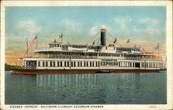 Steamer "Express", Baltimore's Largest Excursion Steamer Postcard