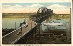 Municipal Free Bridge St. Louis, MO Postcard Postcard