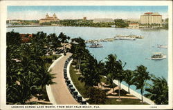 Looking across Lake Worth West Palm Beach, FL Postcard Postcard