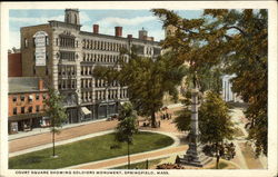 Court Square Showing Soldiers Monument Springfield, MA Postcard Postcard