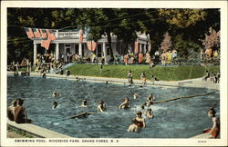 Riverside Park - Swimming Pool Grand Forks, ND Postcard Postcard