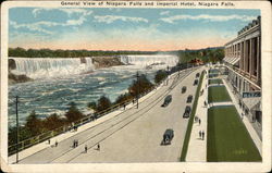 General View of Niagara Falls and Imperial Hotel New York Postcard Postcard