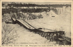 Falls View Bridge, American Falls at Right, After Collapse, Jan. 27, 1938 Niagara Falls, NY Postcard Postcard