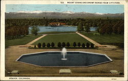 Mount Evans and Snowy Range from City Park Denver, CO Postcard Postcard