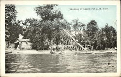 Toboggan at Coldwater Lake Michigan Postcard Postcard