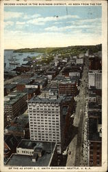 Second Avenue in the Business District, as Seen from the Top of the 42 Story L.C. Smith Building Seattle, WA Postcard Postcard