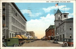 Looking Along First Avenue Billings, MT Postcard Postcard