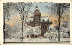 City Hall and Central Park in Winter Ogden, UT Postcard Postcard