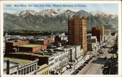 Main Street, Wasatch Mountains in Distance Salt Lake City, UT Postcard Postcard