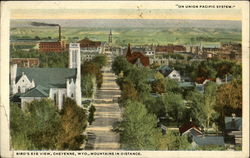 Bird's Eye View of City, Mountains in Distance Cheyenne, WY Postcard Postcard