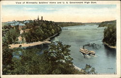 View of Minnesota Soldiers' Home and U.S. Government High Dam Postcard Postcard