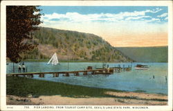 Pier Landing, From Tourist Campsite, Devil's Lake State Park Baraboo, WI Postcard Postcard