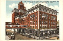 Port Tavern, showing 10 Story Annex and Bridge to Post Building Battle Creek, MI Postcard Postcard