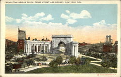 Manhattan Bridge Plaza, Canal Street and Bowery New York, NY Postcard Postcard