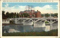 Hotel Van Curler and Great Western Gateway Bridge, Mohawk River Postcard