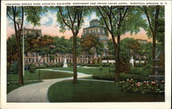 Congress Springs Park Showing Soldiers' Monument and Grand Union Hotel Postcard