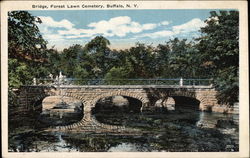 Bridge, Forest Lawn Cemetery Postcard