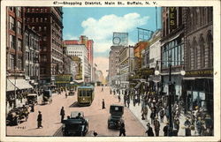 Shopping District, Main Street Buffalo, NY Postcard Postcard