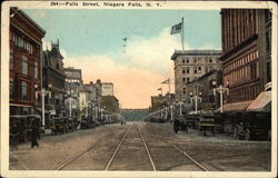 Looking Along Falls Street Postcard