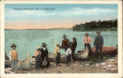 Indians Preparing for a Canoe Race Postcard