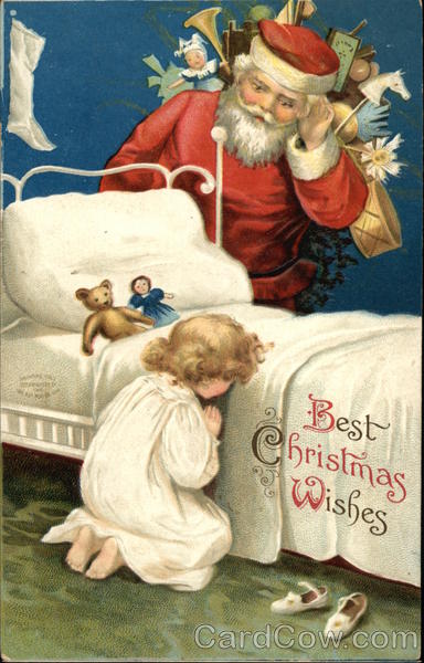 Best Christmas Wishes with Santa & Child Children Ellen Clapsaddle