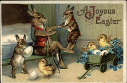 A Joyous Easter with Bunnies & Chicks Postcard Postcard