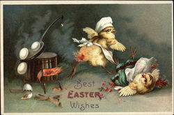 Best Easter Wishes with Chicks & Eggs Postcard