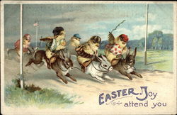 Easter Joy Attend You with Chicks & Bunnies Postcard Postcard